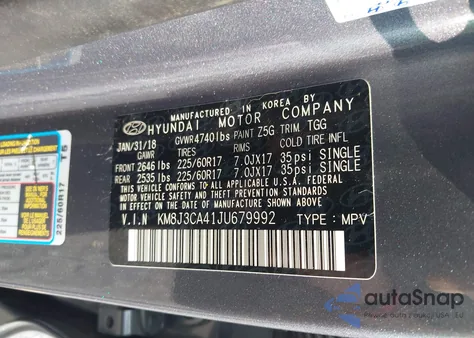 2018 Hyundai Tucson Sel from USA, damaged, VIN KM8J3CA41JU679992